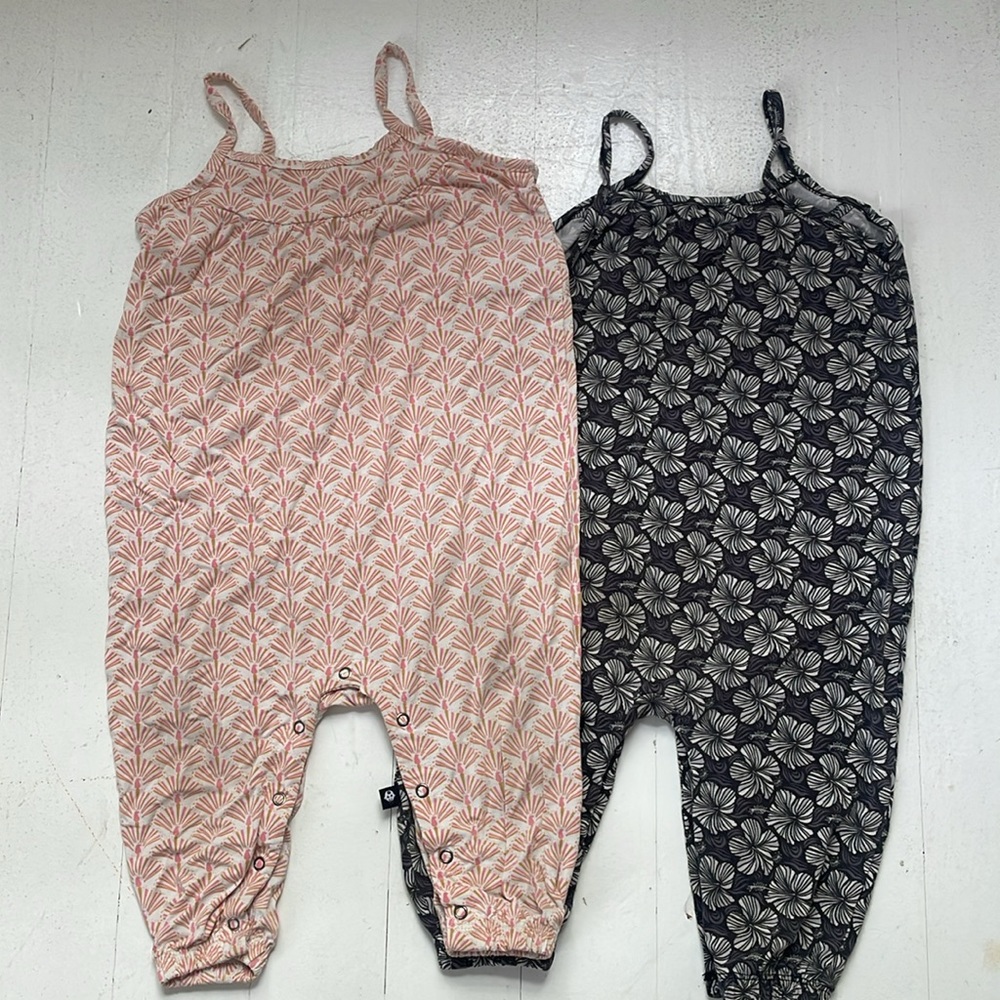 Set of 2 Sweet Bamboo Tank Pant Rompers | 12-18m